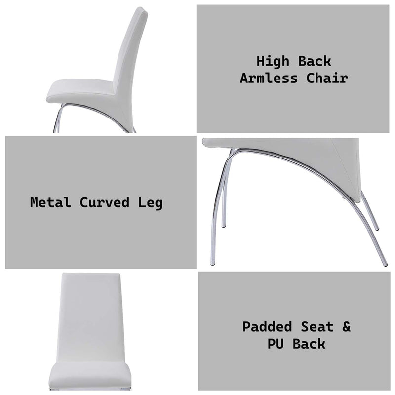 Pervis Side Chair 2Pc, White Faux Leather & Chrome Finish Acme