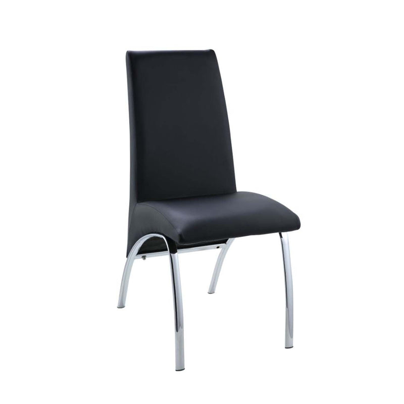 Pervis Side Chair 2Pc, Black Faux Leather & Chrome Finish Acme