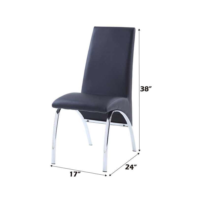 Pervis Side Chair 2Pc, Black Faux Leather & Chrome Finish Acme