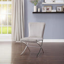 Daire Side Chair 2Pc, Beige Velvet & Chrome Finish Acme