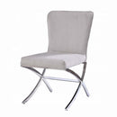 Daire Side Chair 2Pc, Beige Velvet & Chrome Finish Acme