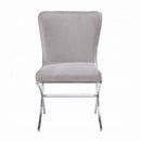 Daire Side Chair 2Pc, Beige Velvet & Chrome Finish Acme