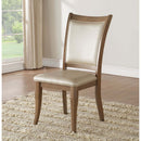 Harald Side Chair 2Pc, Beige Faux Leather & Gray Oak Finish Acme