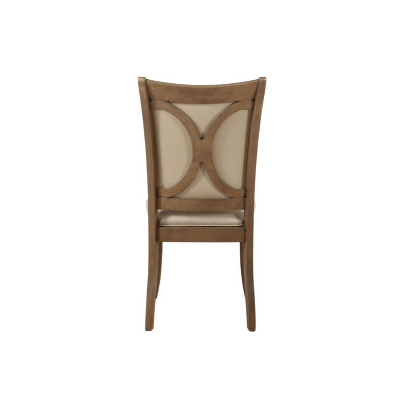 Harald Side Chair 2Pc, Beige Faux Leather & Gray Oak Finish Acme