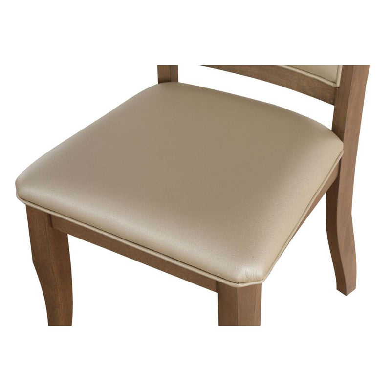 Harald Side Chair 2Pc, Beige Faux Leather & Gray Oak Finish Acme