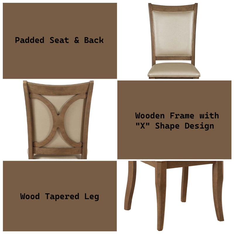 Harald Side Chair 2Pc, Beige Faux Leather & Gray Oak Finish Acme