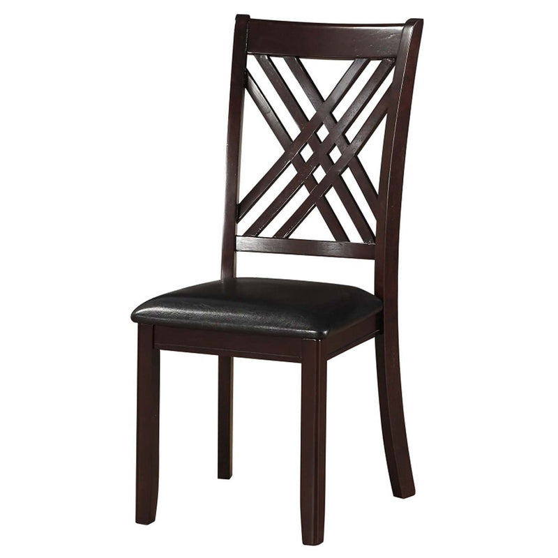 Katrien Side Chair 2Pc, Black Faux Leather & Espresso Finish Acme