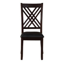 Katrien Side Chair 2Pc, Black Faux Leather & Espresso Finish Acme