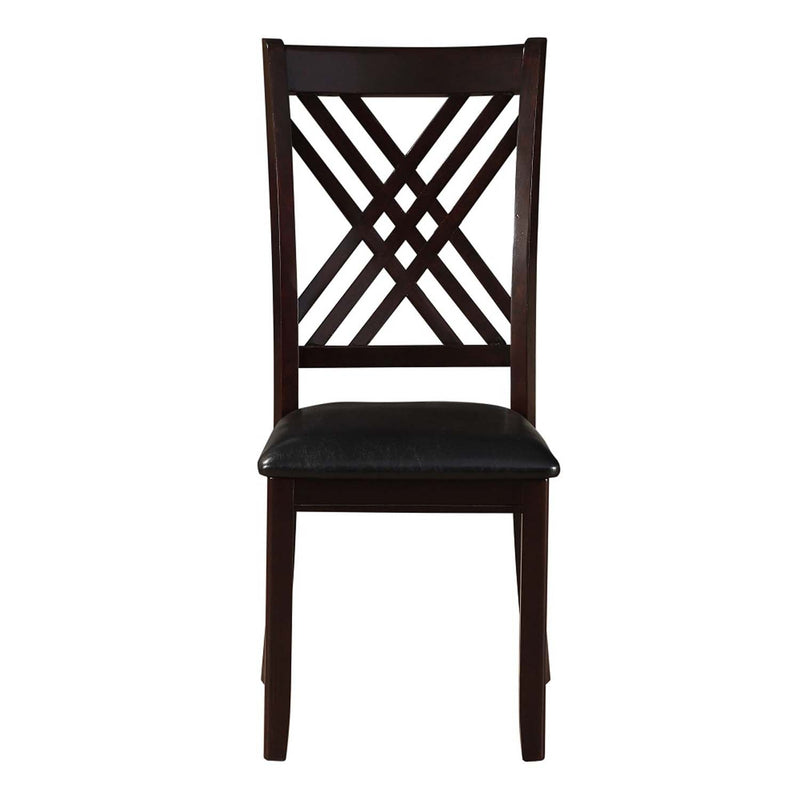Katrien Side Chair 2Pc, Black Faux Leather & Espresso Finish Acme