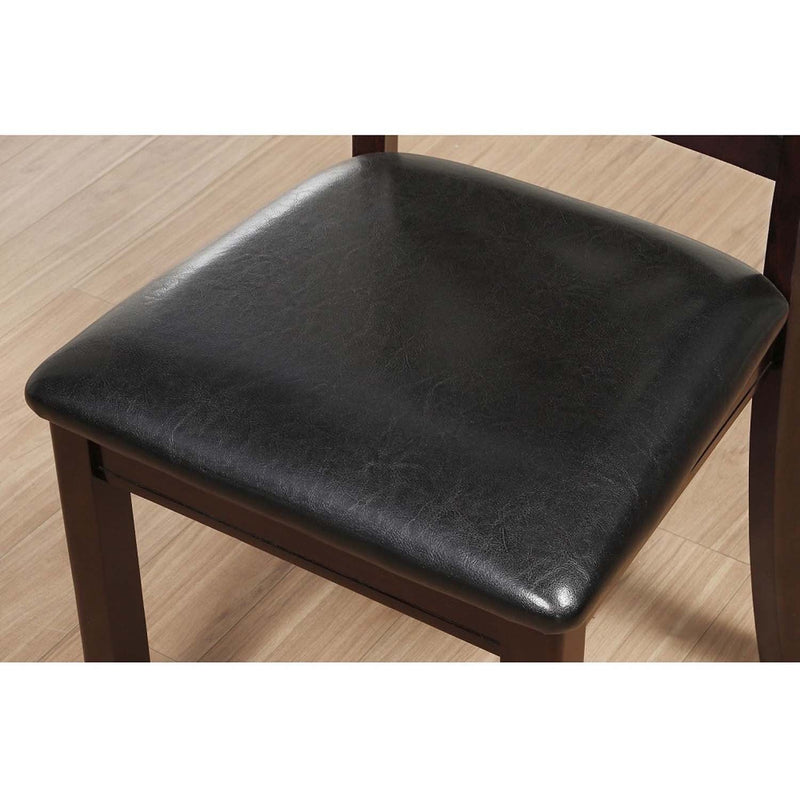 Katrien Side Chair 2Pc, Black Faux Leather & Espresso Finish Acme