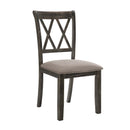 Claudia II Side Chair 2Pc, Beige Fabric & Weathered Gray Finish Acme