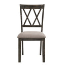 Claudia II Side Chair 2Pc, Beige Fabric & Weathered Gray Finish Acme
