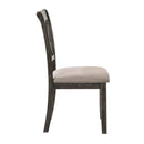 Claudia II Side Chair 2Pc, Beige Fabric & Weathered Gray Finish Acme