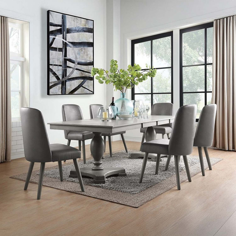 Waylon Side Chair 2Pc, Gray Faux Leather & Gray Oak Finish Acme