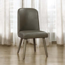 Waylon Side Chair 2Pc, Gray Faux Leather & Gray Oak Finish Acme