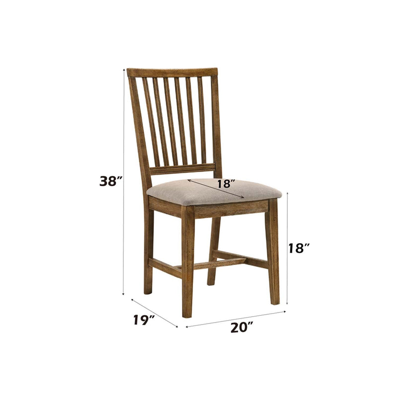 Wallace II Side Chair 2Pc, Tan Linen & Weathered Oak Finish Acme