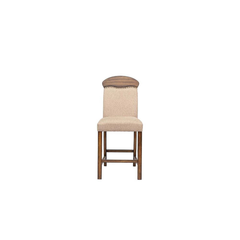 Maurice Counter Height Chair 2Pc, Linen & Oak Finish Acme