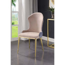 Caolan Side Chair 2Pc, Tan, Lavender Fabric & Gold Finish Acme
