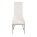 Gianna Side Chair 2Pc, Ivory Faux Leather & Stainless Steel Acme