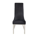 Gianna Side Chair 2Pc, Black Velvet & Stainless Steel Acme