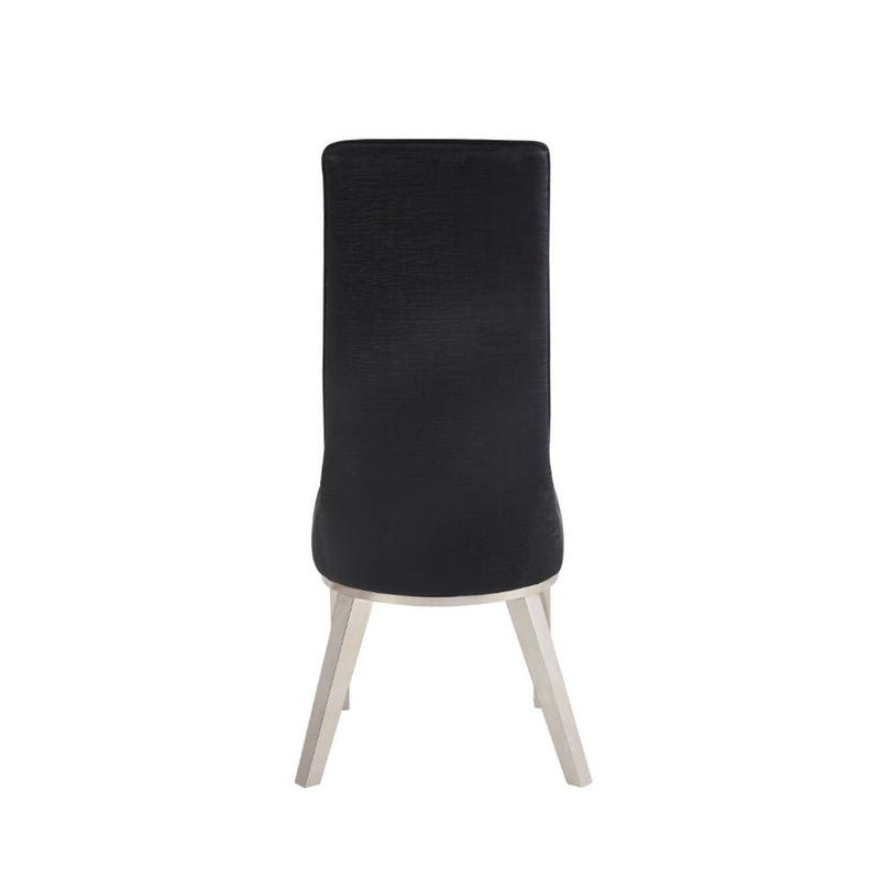 Gianna Side Chair 2Pc, Black Velvet & Stainless Steel Acme