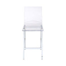 Nadie Counter Height Chair 2Pc, Clear Acrylic & Chrome Finish Acme