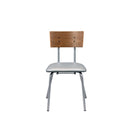 Jurgen Side Chair 2Pc, Gray Faux Leather, Oak & Silver Finish Acme