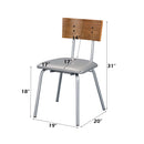 Jurgen Side Chair 2Pc, Gray Faux Leather, Oak & Silver Finish Acme