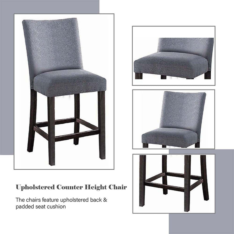 Yelena Counter Height Chair 2Pc, Fabric & Weathered Espresso Finish Acme