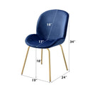 Chuchip Side Chair 2Pc, Blue Velvet & Gold Finish Acme