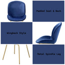Chuchip Side Chair 2Pc, Blue Velvet & Gold Finish Acme