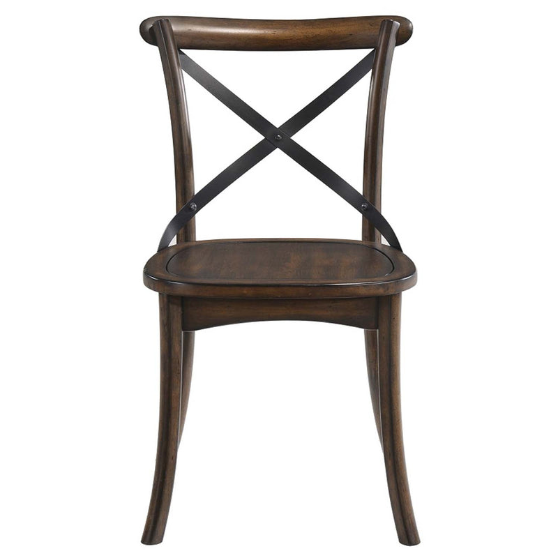 Kaelyn Side Chair 2Pc, Dark Oak & Black Metal Finish Acme