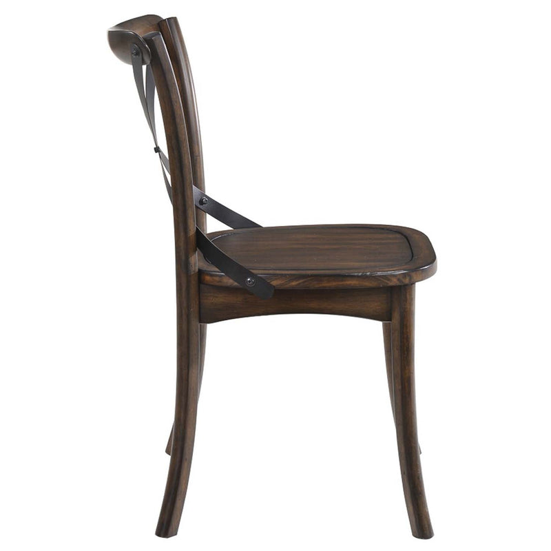 Kaelyn Side Chair 2Pc, Dark Oak & Black Metal Finish Acme