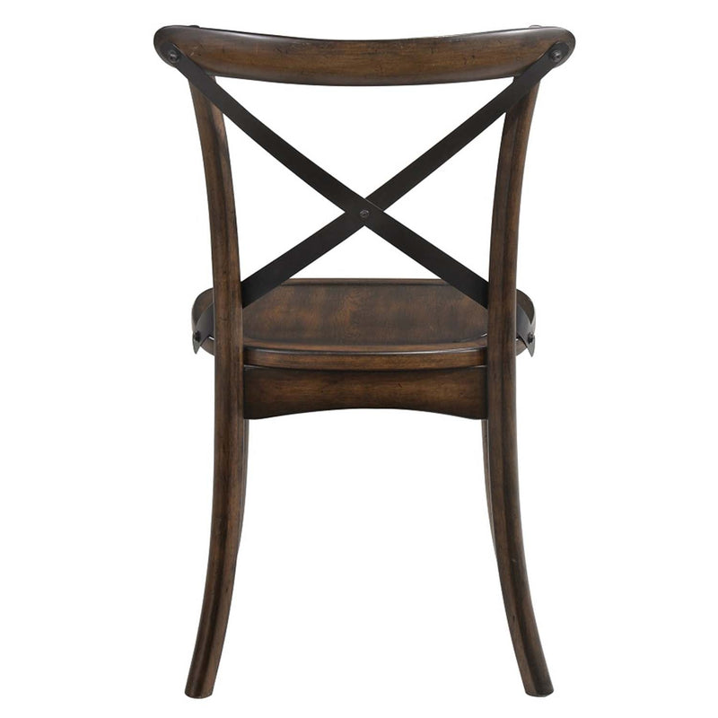 Kaelyn Side Chair 2Pc, Dark Oak & Black Metal Finish Acme
