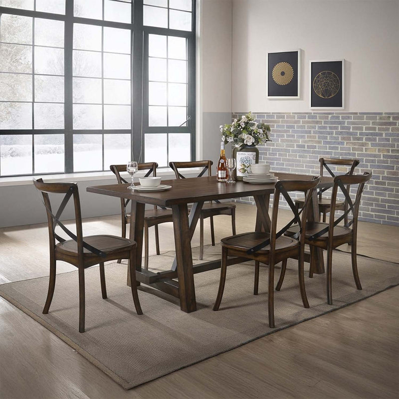 Kaelyn Side Chair 2Pc, Dark Oak & Black Metal Finish Acme