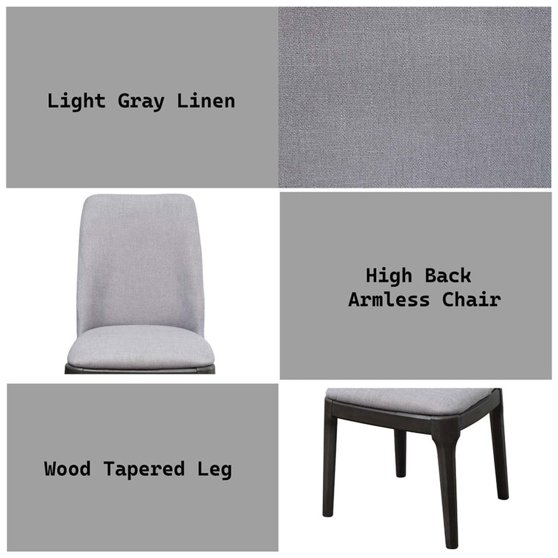 Madan Side Chair 2Pc, Light Gray Linen & Gray Oak Finish Acme