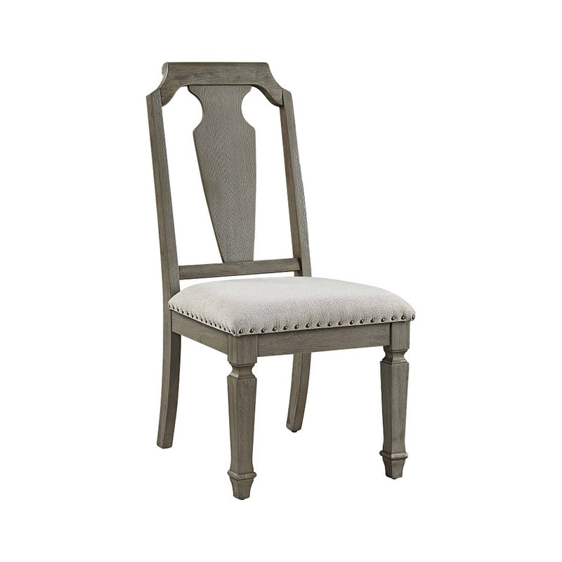Zumala Side Chair 2Pc, Beige Linen & Weathered Oak Finish Acme