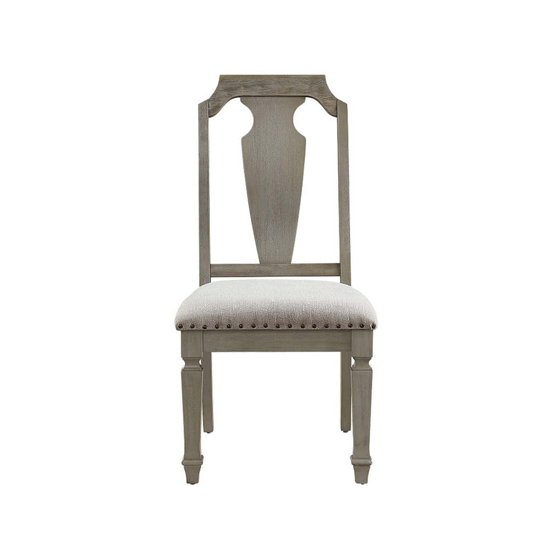 Zumala Side Chair 2Pc, Beige Linen & Weathered Oak Finish Acme