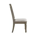 Zumala Side Chair 2Pc, Beige Linen & Weathered Oak Finish Acme