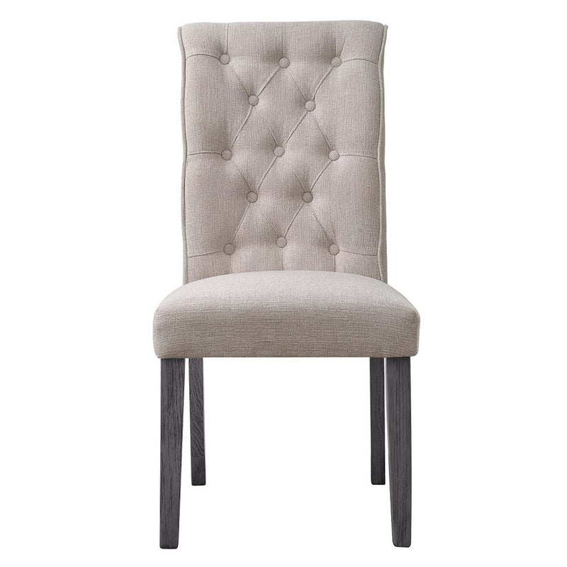 Yabeina Side Chair 2Pc, Beige Linen & Gray Finish Acme