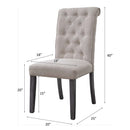 Yabeina Side Chair 2Pc, Beige Linen & Gray Finish Acme