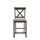 Martha II Counter Height Chair 2Pc, Tan Linen & Weathered Gray Finish Acme