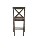 Martha II Counter Height Chair 2Pc, Tan Linen & Weathered Gray Finish Acme