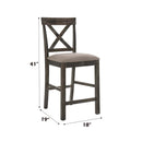 Martha II Counter Height Chair 2Pc, Tan Linen & Weathered Gray Finish Acme