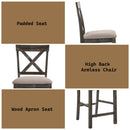 Martha II Counter Height Chair 2Pc, Tan Linen & Weathered Gray Finish Acme