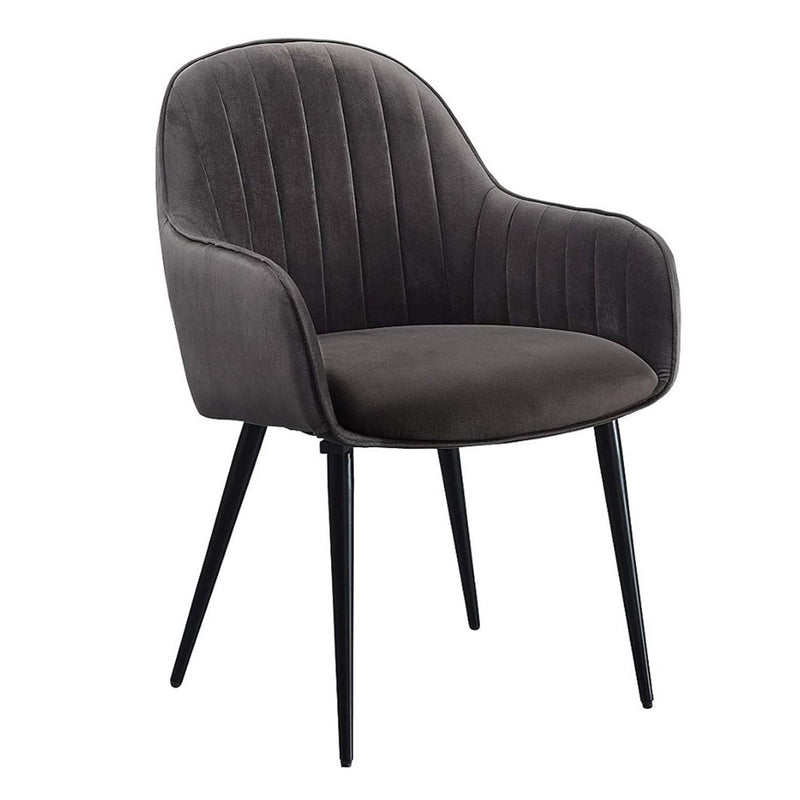 Caspian Side Chair 2Pc, Dark Gray Fabric & Black Finish Acme