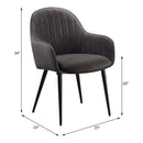 Caspian Side Chair 2Pc, Dark Gray Fabric & Black Finish Acme
