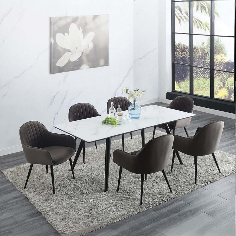 Caspian Side Chair 2Pc, Dark Gray Fabric & Black Finish Acme