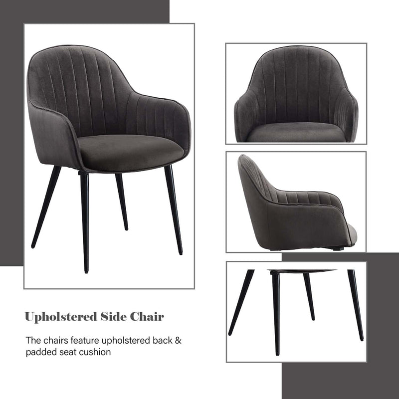 Caspian Side Chair 2Pc, Dark Gray Fabric & Black Finish Acme