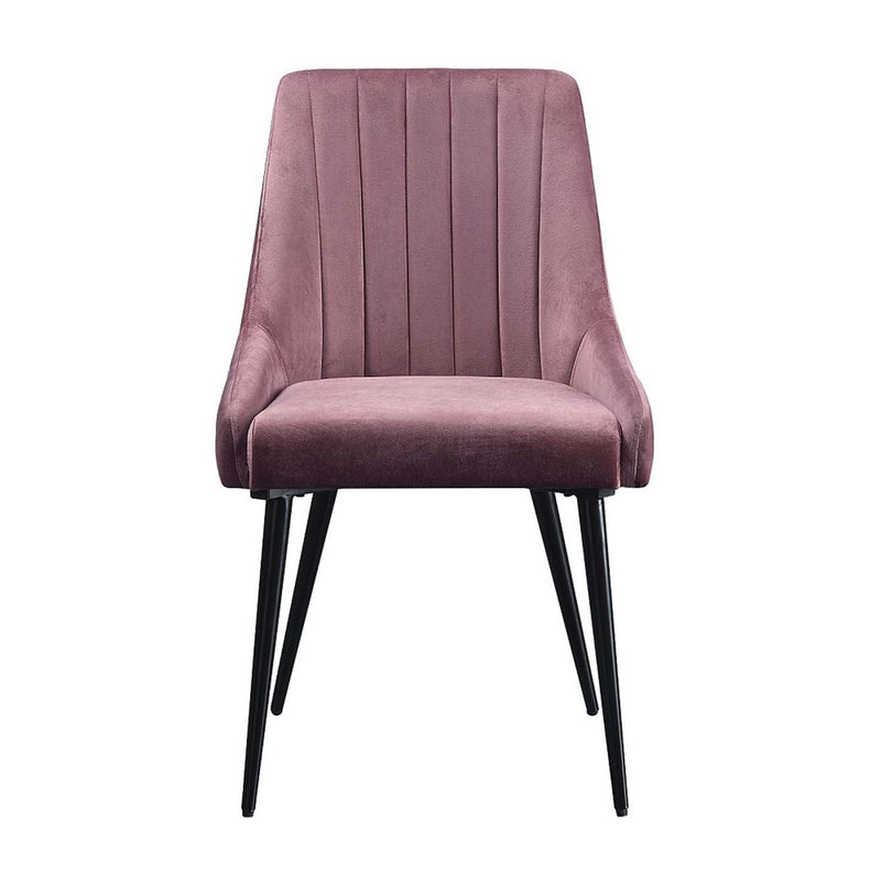 Riley Side Chair 2Pc, Pink Fabric & Black Finish Acme
